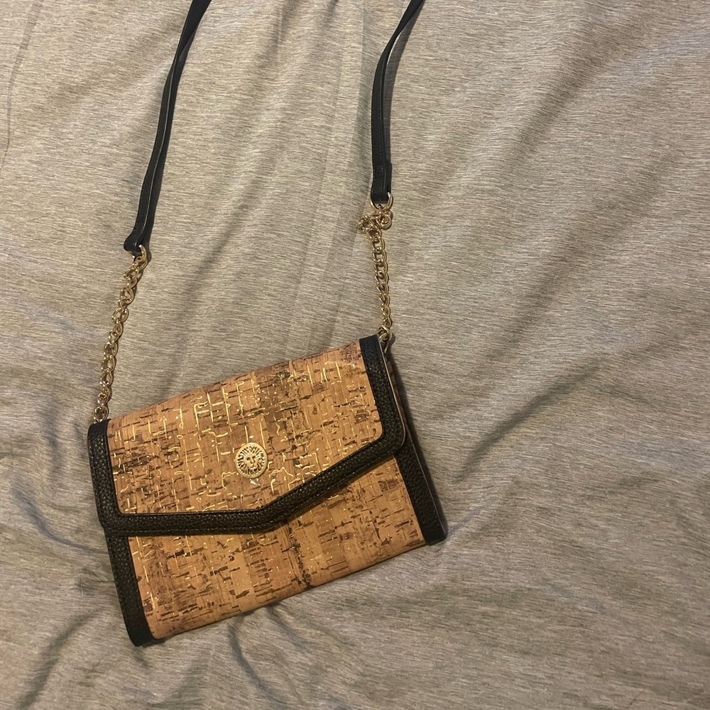 Anne Klein Tan and Black Crossbody Bag